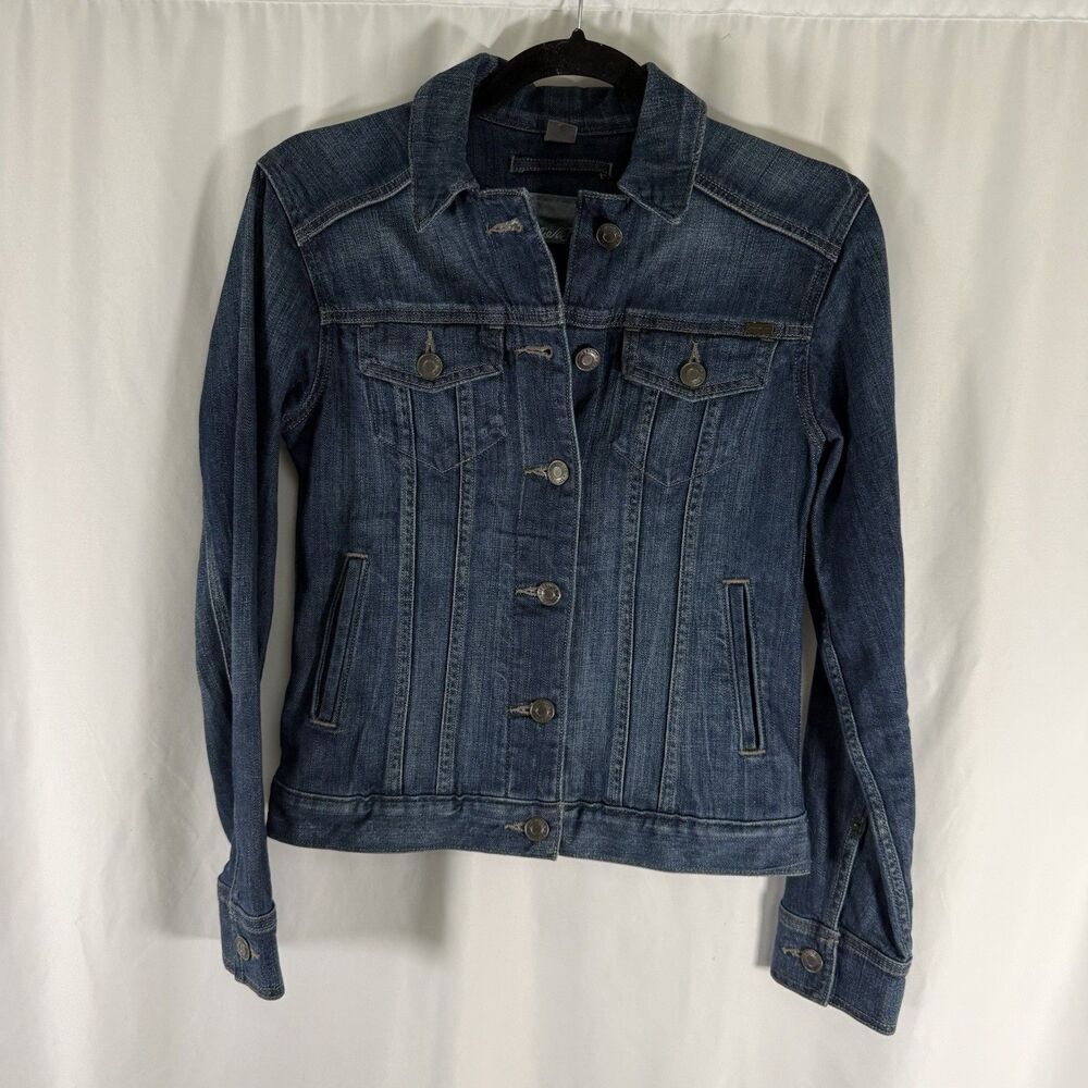 Eddie Bauer Denim Jacket Women's XS Medium Wash Button Up Cotton Blend Pockets